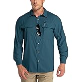 Outdoor Ventures Men's UPF 50+ UV Sun Protection Shirt, Long Sleeve Hiking Fishing Shirt Cooling Quick Dry for Safari Travel