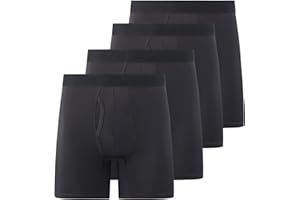 MODERN BASICS Mens Boxer Briefs Pack of 4 Microfiber Boxers for Men Tagless, Moisture Wicking, Breathable Mens Underwear