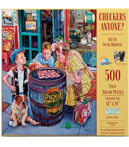 Sun's Out 'Hide N Quilt' 550-Piece Jigsaw Puzzle - Made In USA, 15x24 Inches, By Artist Susan Brabeau