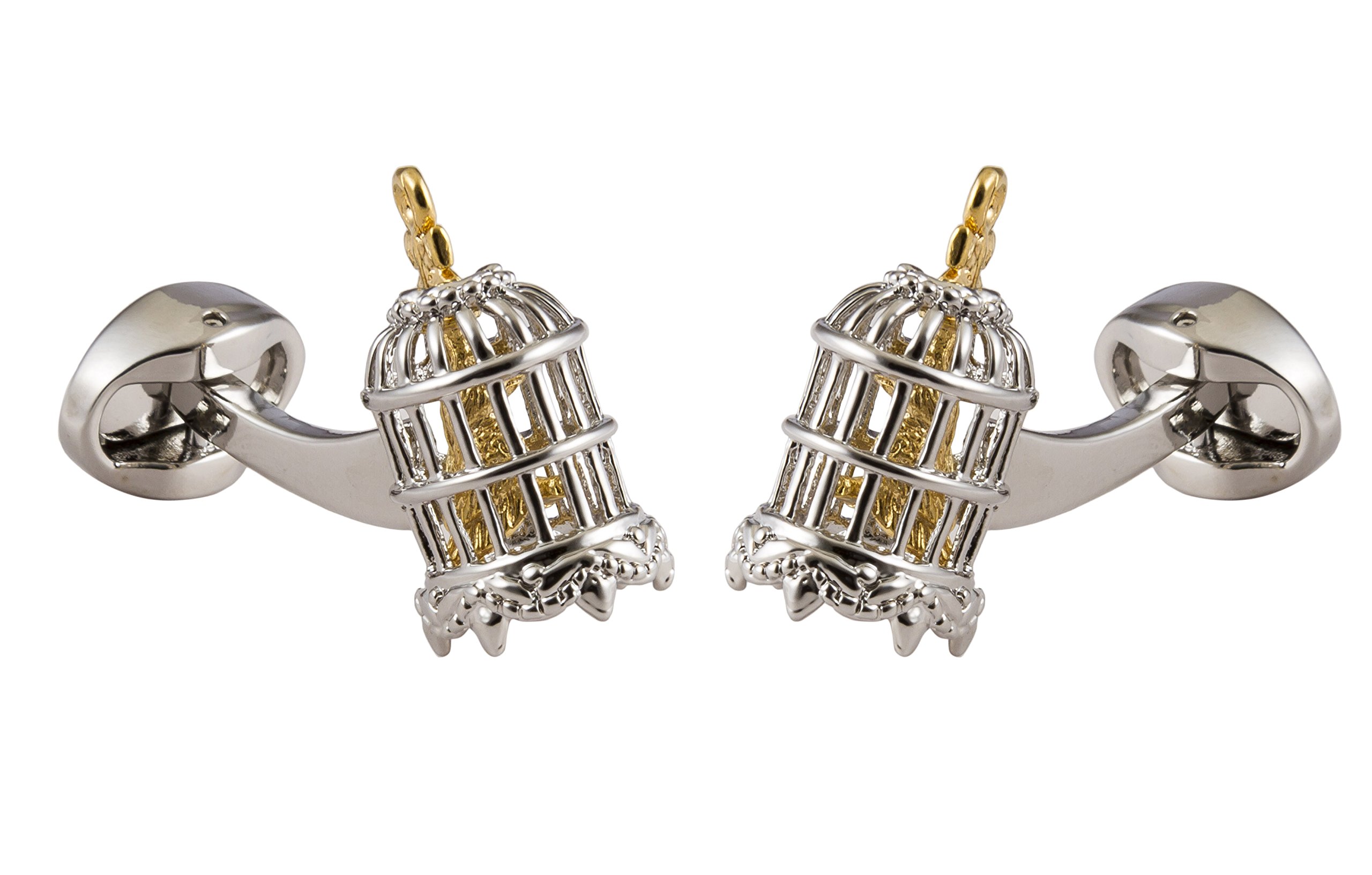 Knighthood Men's Exclusive Bird Cage Cufflinks Silver