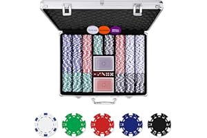 Homwom Poker Chip Set - 500PCS Poker Chips with Aluminum Case, 11.5 Gram Chips for Texas Holdem Blackjack(500pcs)