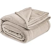 Bedsure GentleSoft Fleece Bed Blankets Queen Size Oxford Tan - Soft Lightweight Plush Fuzzy Cozy Luxury Blanket Microfiber, 90x90 inches