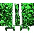 PS5 Pro Disk Skin & Controller Decal Set-Custom Vinyl Wrap Stickers for PlayStation 5 Pro Disk Console & DualSense Controller-Matte Black Gaming Skins Full Cover Protection(Green, PS5 Pro Disk)