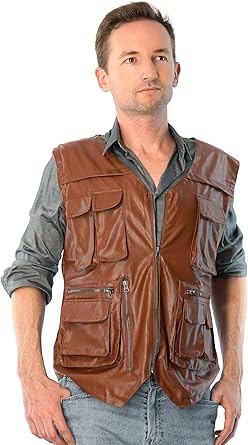Amazon Com Comfycamper Jurassic Dinosaur Hunter Wrangler Cosplay Leather Vest For Men Boys Clothing