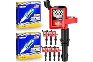 Bravex Ignition Coil Pack DG511 & Spark Plugs SP515 SP546 Compatible with Ford Expedition F150 F250 Super Duty Lincoln 5.4L V8 3L3E12A366CA C1541 FD508 UF537 Set of 8(15% More Energy)