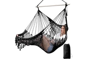 Chihee Hammock Chair Hanging Chair Super Wide Soft Cotton Woven Chair, Metal Spreader Bar Solid and Foldable Large Stretch Se