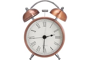 Vintage Mechanical Alarm Clock, Durable Metal Casing, Nightlight, Ideal for Bedroom Nightstand 3.3" L x 1.9" W x 4.9" H Roman