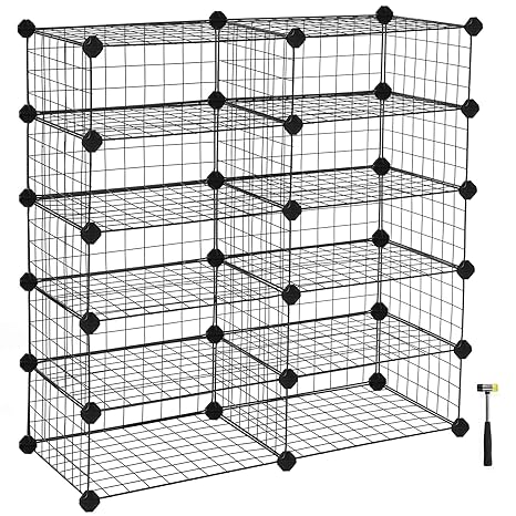 SONGMICS Schuhschrank Regalsystem Metall 10 Würfel 5 Etagen 42 x 31 x 17cm 10kg tragbar stapelbar Ständer verstellbar Kommode