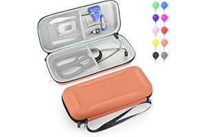 MOSLA Stethoscope Case for 3M Littmann Classic III,Lightweight II S.E. Cardiology IV,Nurse Gift Hard Organizer Portable Carry Travel Cover Storage Bag with Vital Medical Supplies (Orange A)