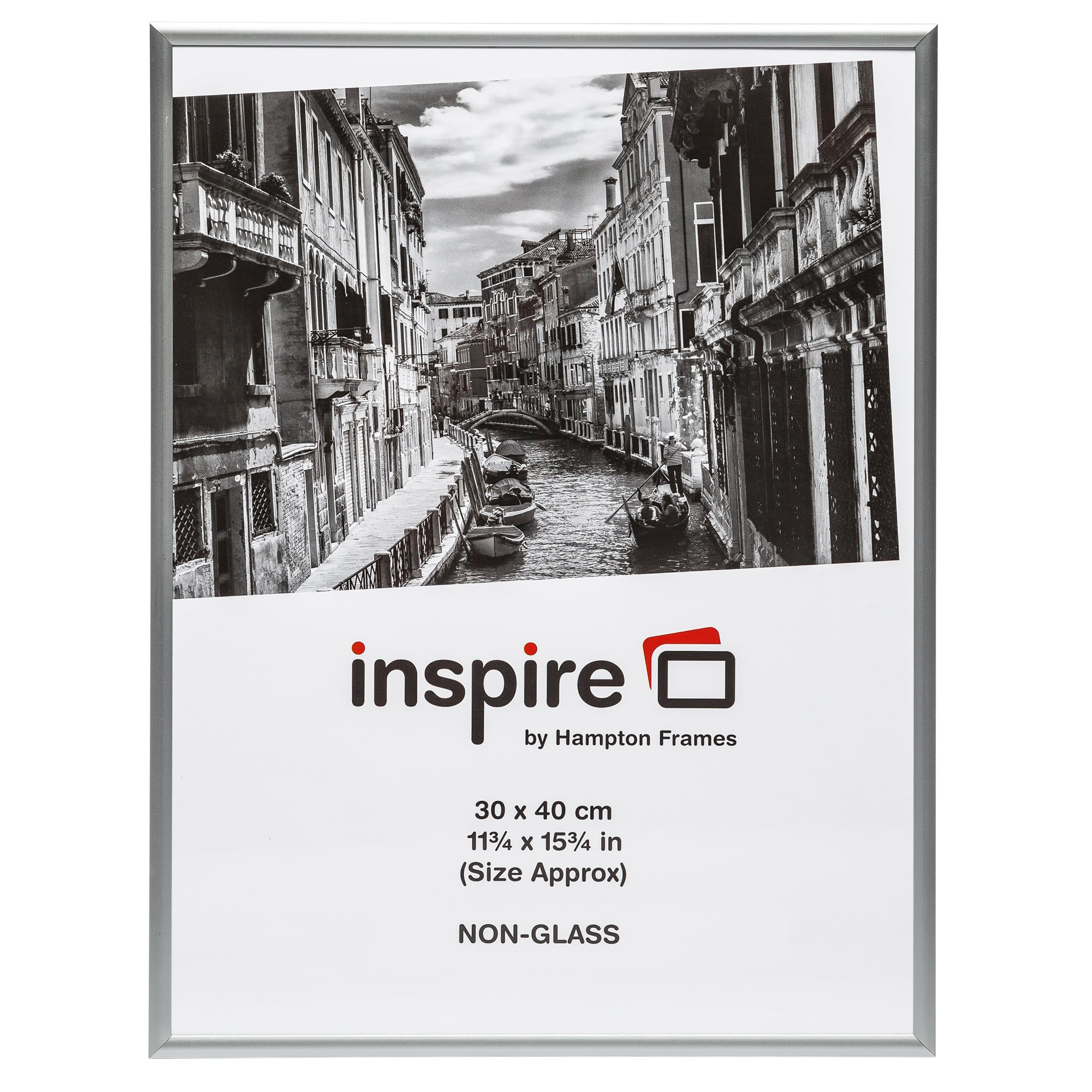 Hampton Frames | Photo Picture Poster Frame | 12x16 (30.4x40.6cm), Silver, Rectangular, Aluminium | Non-glass Perspex Front, Wall Hanging, Easy Access Spring Clips | Modern Display Solution