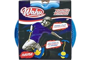 Wahu Zoingo Boingo Freestyle Pogo Ball with Handle and Footpad, Flexible Pogo Jumper for Kids Ages 6+, Bounces on Pavement and Grass, Blue/Yellow