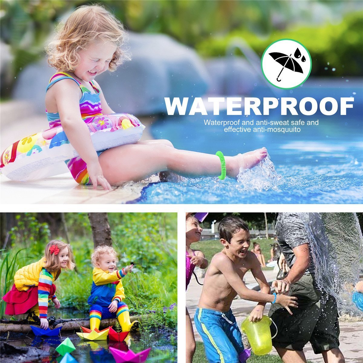 EDOU 12 Pezzi Antizanzare Braccialetto Repellente alla Zanzara Braccialetto DEET-FREE 100% Naturale Insetticidi Salviettine Anti Zanzara Impermeabile Per Uso Interno Da Viaggio Al Coperto Bambini Adulti 6 Colori