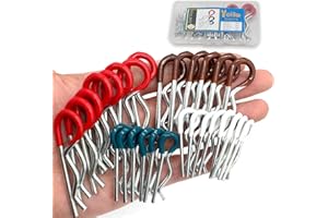 YOLIKO 28 Pcs Hitch Pins Clip R Clips Spring Retaining Wire Hair Pins Cotter Pin Strong Spring Rubber-Coated Grip R Clip for Trailer Tractors Mower Carts Truck Pin Clip 4Sizes M3x60 M3x50 M2.5x45 M2x40