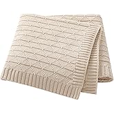 Wugugu Baby Receiving Blanket for Boys Girls Knit Neutral Swaddle Blankets Soft Lightweight Crib Stroller Blankets for Newborn Infant Toddlers Beige 30 x 40 Inch