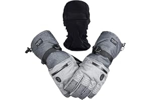 CAMYOD Men Ski Gloves, Winter Warm Waterproof Breathable Snow Gloves with Balaclava Set for Snowboard, Snowmobile in Cold Weather.