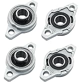 Moicstiy 4 Pcs KFL001 Flanged Pillow Block Bearings, 12 mm | Self-Alignment, Zinc Alloy, Flange Mounted