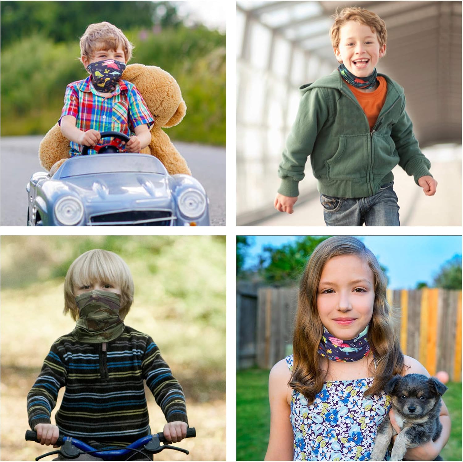 6PCS Kids Youth Neck Gaiter Bandana Tube Face Mouth Cover Scarf Anti Dust Balaclava Headband Cycling Hiking Sport Outdoor for Boys Girls: Clothing