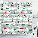 Ambesonne Lighthouse Shower Curtain, Seagulls