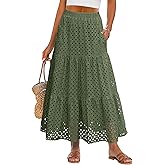 ANRABESS Maxi Skirts for Women Boho Tiered Eyelet Elastic High Waist A-Line Summer Casual Flowy Beach Vacation Long Skirt
