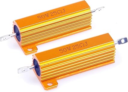 Amazon Com Lm Yn 50 Watt 25 Ohm 5 Wirewound Resistor Electronic Aluminium Shell Resistors Gold Suitable For Inverter Led Lights Frequency Divider Servo Industry And Other Industrial Control 2 Pcs Home Audio Theater