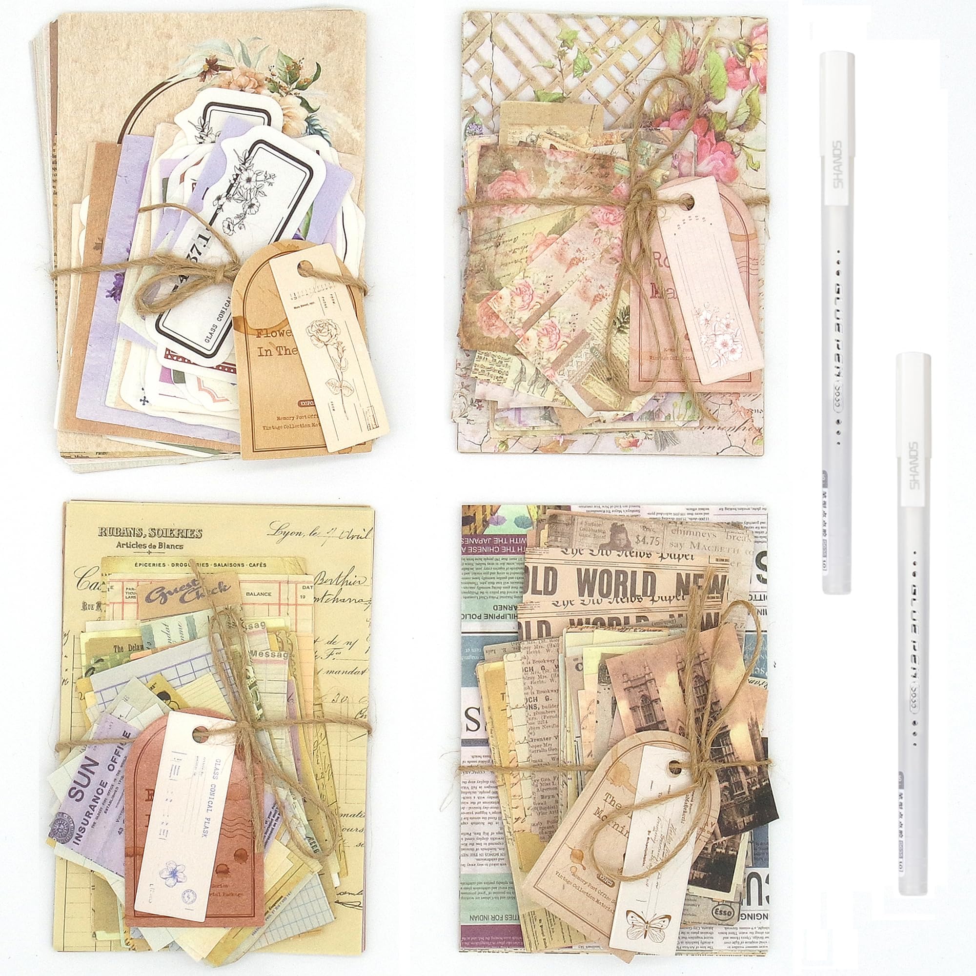 AGIGU Scrapbook Paper, 400 Sheets of journaling Supplies for Vintage Crafts Planner Bullet Junk Journal Supplies Mixed Media Collage Card Album Embellishments