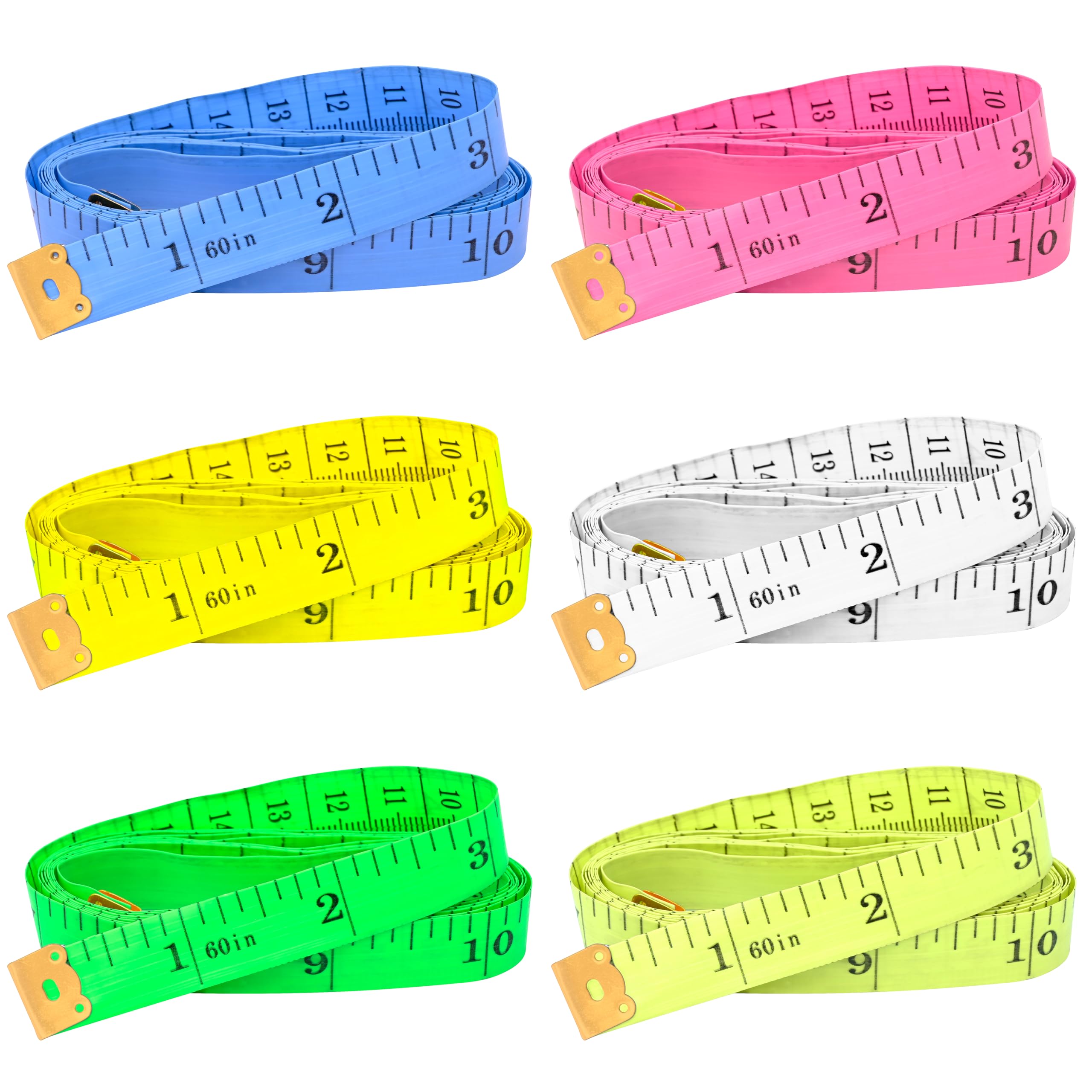 Muse Impex Tape Measure Dual Sided Measuring Tape (Multicolour, 60 Inches - Pack of 6)