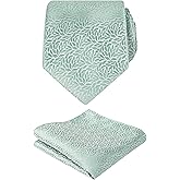 Alizeal Mens 3.15inches Leaf Flower Pattern Tie with Floral Pocket Square Set