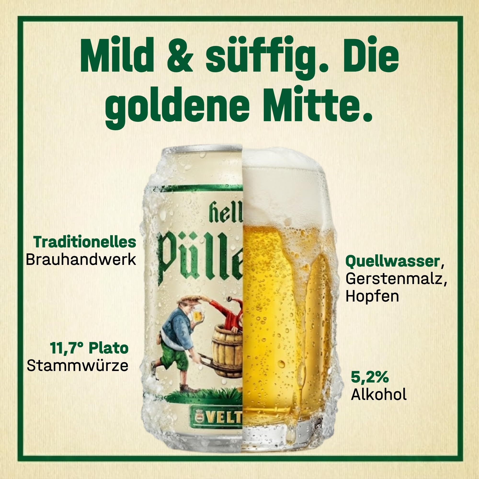 Helles Pülleken, EINWEG (18 x 0.33 l Dose) - Helles Bier – Mild & süffig 3