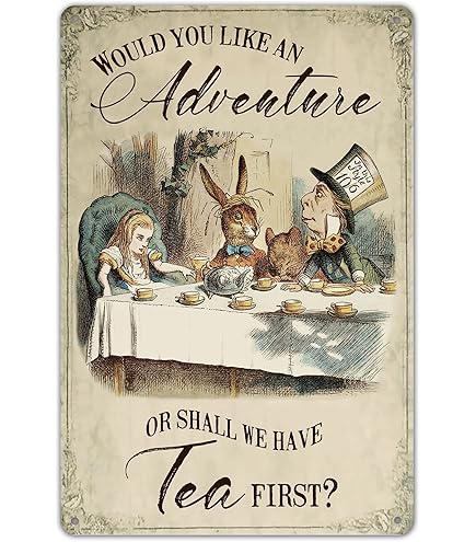 Agedsign Cartello In Metallo Con Citazione Alice Nel Paese Delle Meraviglie 'Everyone's Mad Here' (Stregatto), 20,3x30,5 Cm, Decorazione Vintage Per Parete