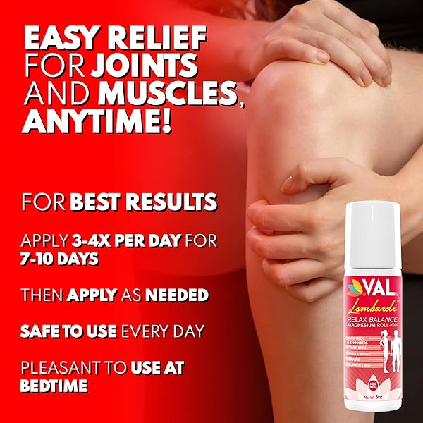 VAL LOMBARDI JOINT & MUSCLE THERAPY MAGNESIUM ROLL-ON | ZECHSTEIN MAGNESIUM LOTION WITH ARNICA & HERBAL BLEND | 3OZ