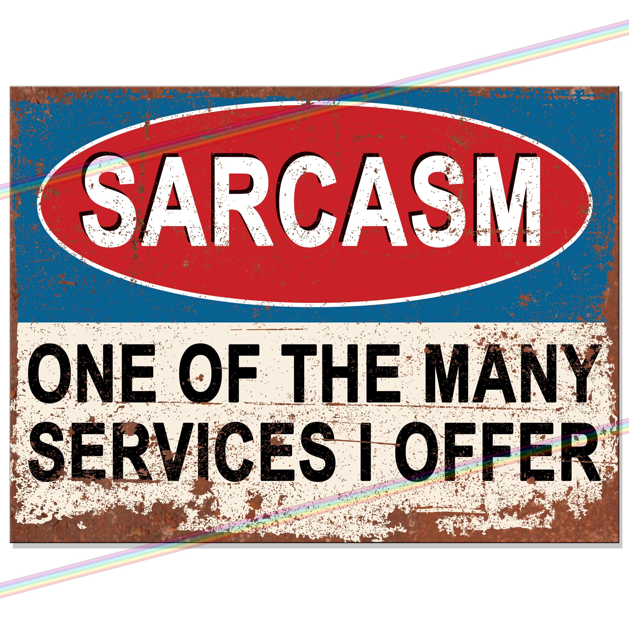 "Sarcasm: A Service I Offer" Funny Metal Bar Sign | Retro Wall Plaque for Man Cave, Home Pub & Garden | Vintage Memorabilia Gift | 20cm x 15cm | Made in UK