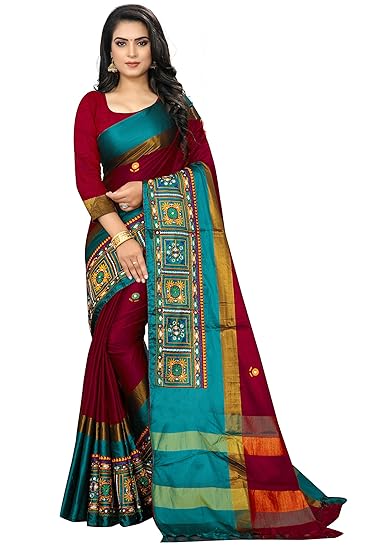 Women's Cotton Silk Saree With Blouse Piece