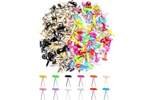 Benvo Lot de 300 mini attaches parisiennes rondes en laiton - 12 couleurs aléatoires - Pour scrapbooking, art, bricolage, pro
