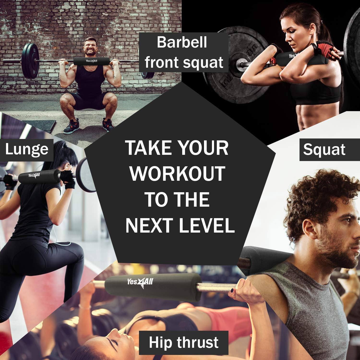 Yes4All Foam Bar Pad – Olympic Barbell Pad – Barbell Squat Pad – Barbell Neck Pad for Squats, Hip Thrusts – Weight Lifting Bar Pad (Black, Single) : Sports & Outdoors