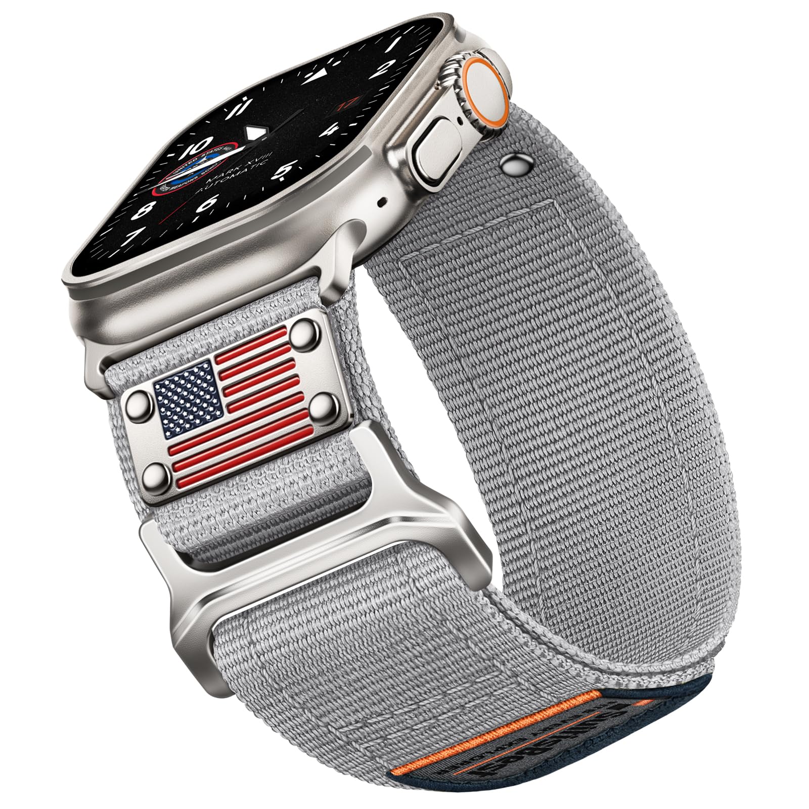 Sport Bands Compatible with Apple Watch Ultra 3 Band 49mm 46mm 45mm 44mm 42mm Men Women, Rugged Nylon Loop Strap with Durable Metal Stars-Stripes Flag for iWatch Ultra/Series 11 10 9 8 7 6 5 4 SE 3 2