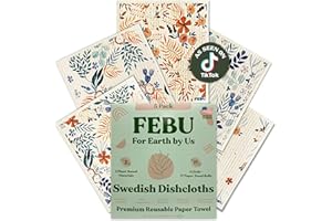 FEBU Swedish Dishcloths for Kitchen | 5 Pack Fresh Flowers Reusable Paper Towels Washable | Swedish Dish Towels | Non-Scratch Cellulose Sponge Cloths | No Odor, Biodegradable Cleaning Cloths