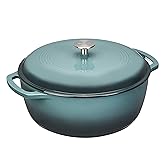 Amazon Basics Enameled Cast Iron Round Dutch Oven with Lid and Dual Handles, Heavy-Duty & Large, 7.3-Quart, Grey