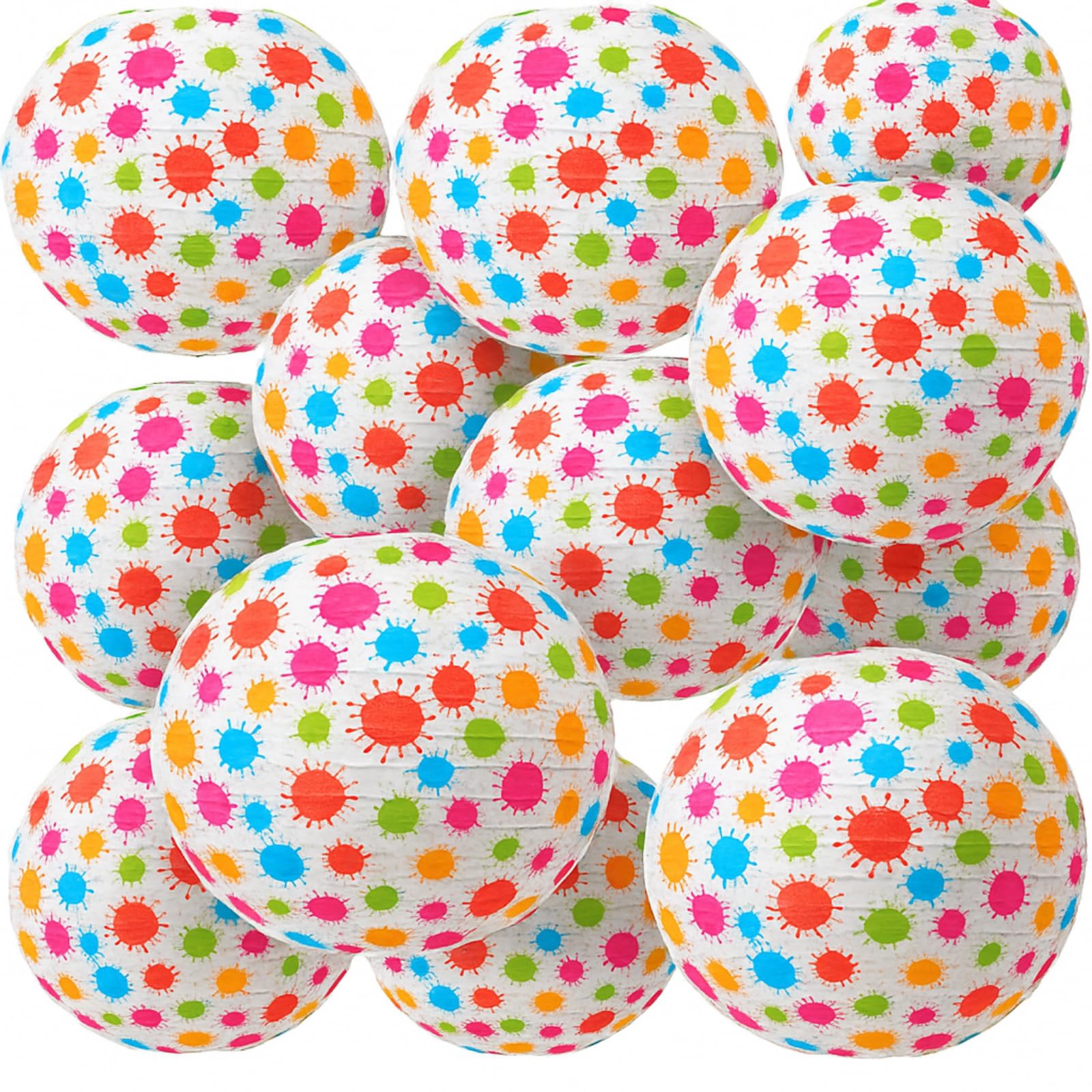 Photo 1 of Wenqik 12 Pcs Paint Splatter Paper Lanterns Art Painting Party Decoration Paper Hanging 10 Inch Round Lantern for Art Painting Theme Birthday Classroom Party Decor