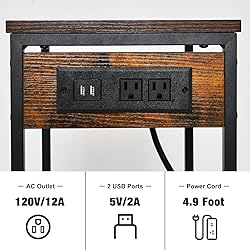 Asgolion Tall End Table with Charging Station, 3