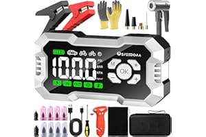 SPEEDORA 12-in-1 Portable Car Battery Booster Jump Starter, 8000A - with 160PSI Air Compressor (All Gas/12L Diesel Engines), 