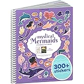 Mystical Mermaids 300+ Kids Sticker Book by Cupkin Toddler Travel Activity Coloring and Sticker Book, 8 Coloring Pages 8 Side by Side Scenes for Children's of 2-8 Years, Easter Gifts for Kids