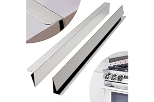 IIIOIIIA Upgrade“L” Kitchen Stove Counter Gap Cover (2 Pack) Stainless Gap Covers Between Stove and Counter with Wide & Long, Protect Stove Gap Filler Sealing Spills in Kitchen (23.5 Inch, Silver)