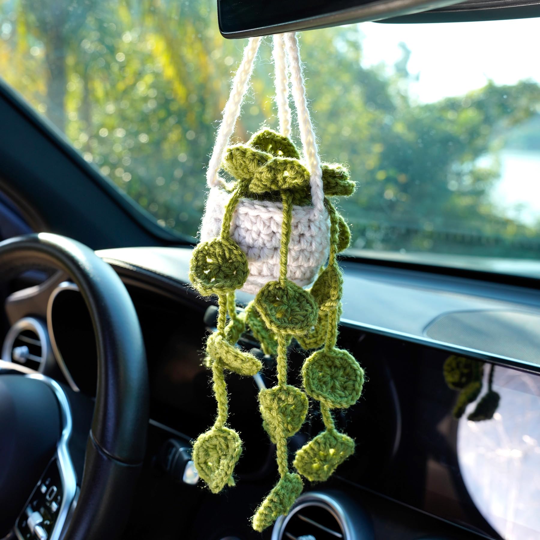 janeunique Knitted plant hanging ornaments Cotton Macrame Handmade Flower Pot Car Hanging Ornament Boho Plants style Suitable for home decoration gifts