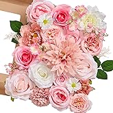 Serwalin Artificial Silk Flowers Abby Pink, Fake Flowers Stems for DIY Wedding Bouquets, Baby Shower Centerpieces, Cake Decor, Birthday Party & Home Decor