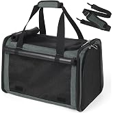 YUDODO 25lbs Cat Carrier Lightproof Soft Sided Pet Carrier for Large Cat | Airline Approved, Lightproof Breathable Design, Side Pockets, Durable Mesh, Foldable and Portable, Grey green