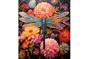 GemZono Diamond Painting Kits for Adults DIY 5D Diamond Dragonfly Gem Art Paint with Round Diamond Full Drill Diamond Dots Arts Painting Kit for Home Wall Decor Gifts(12x16inch)