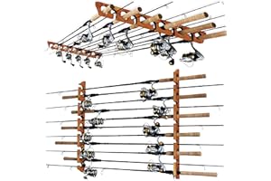 Rush Creek Creations 11-Rod Wall or Ceiling Fishing Rod Storage Rack, Vertical or Horizontal Fishing Rod Holder with 11 Rod Capacity