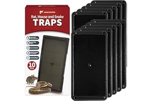 LULUCATCH Mouse Glue Traps 10 Pack, Larger & Heavier Plastic Sticky Glue Traps with Extra-Strong Adhesive for Mice, Rats, Sti