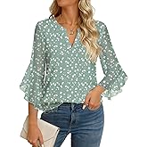 GKBK Womens 3/4 Sleeve Tops Dressy Casual Business Work Blouses Office Shirts