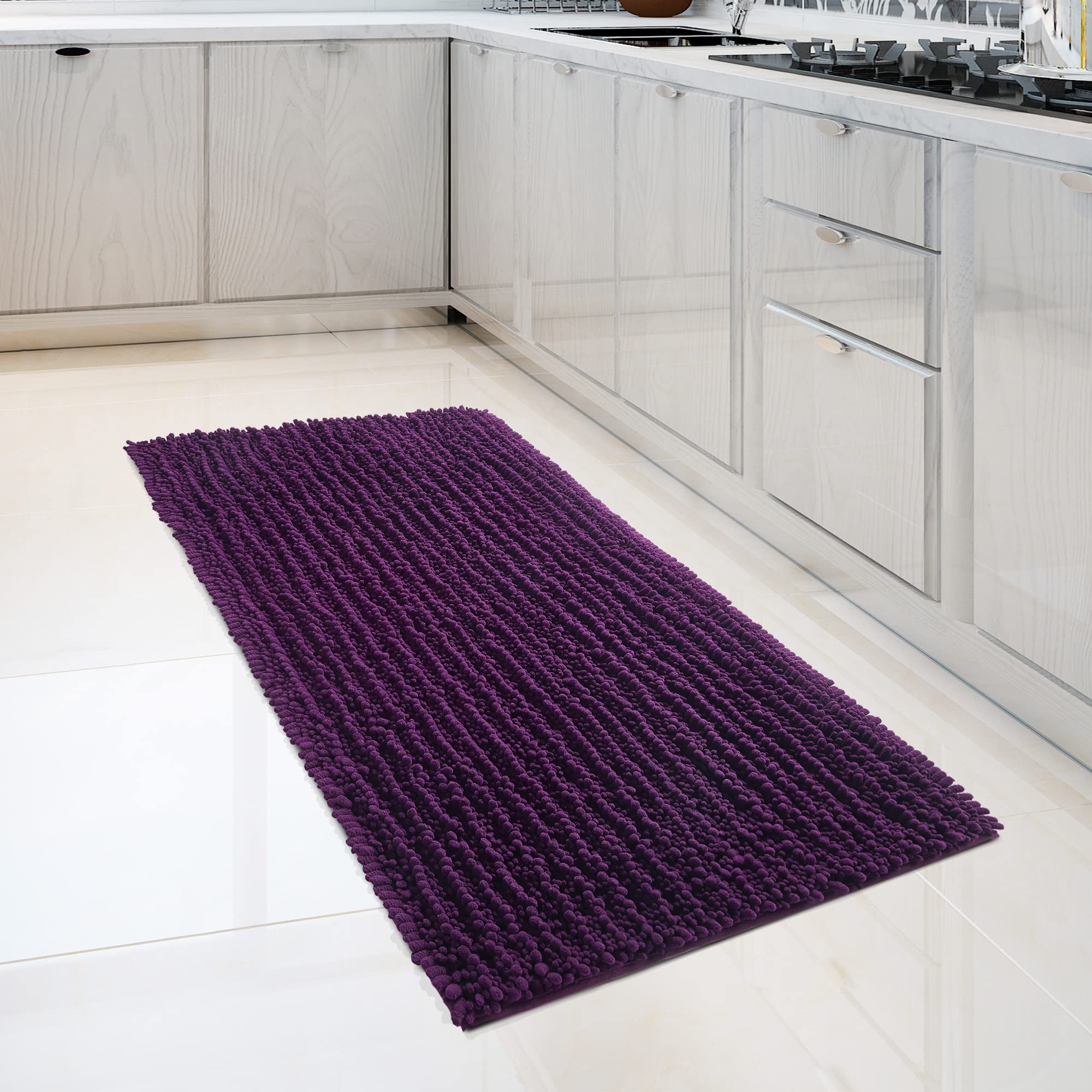 Photo 1 of FLOLEOPA Soft Plush Microfiber Bathroom Rugs, Absorbent Bath Rugs Non Skid Machine Wash Dry Bath Mats for Tub,Shower and Bath Room Floor Mats (27.5x47inches, Plum)